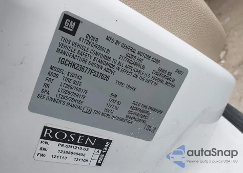 2007 Chevrolet Silverado 2500Hd Ltz из США, поврежденный, VIN 1GCHK23677F537626